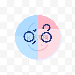 带有虚线圆圈的蓝色和粉色圆圈 