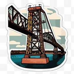 桥剪贴画图片_显示水上铁路桥的贴纸剪贴画 向
