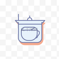 平底锅和一杯茶的平面图标 向量