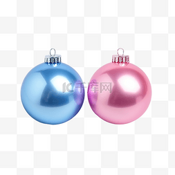 蓝色粉红色图片_闪亮的圣诞蓝色和粉色球，用于装
