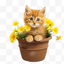 可爱的小猫 可爱的花盆 小猫 宠物
