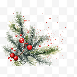 传统金图片_喜庆的圣诞树枝与五彩纸屑