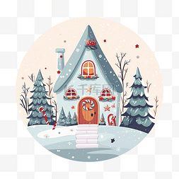 美丽的国王湖图片_美丽的平面设计圣诞贺卡与童话屋