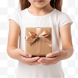 合十礼图片_父母和孩子的手拿着圣诞礼品盒