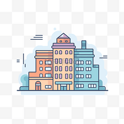 城市建筑建筑平面颜色图标 向量