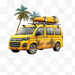 汽车涂鸦图片_汽车黄色旅行紧凑型海滩png