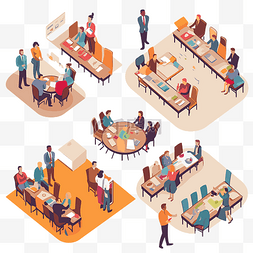 会议剪贴画会议由不同的人坐在桌