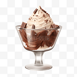 可可粉巧克力图片_用 ai 生成玻璃碗里的巧克力冰淇
