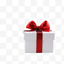 包装盒白盒图片_圣诞白盒或带红丝带的礼物，供木