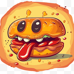 吃汉堡的大叔图片_卡通热狗 向量