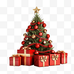 漂亮的圣诞节图片_树下的圣诞礼物，装在漂亮的红色