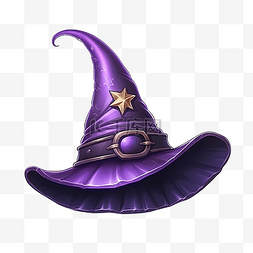 寓言字图片_老紫色女巫或巫师帽子，带有补丁