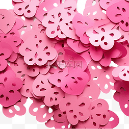 粉红色的纸打成可回收的形状隔离