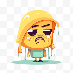 道歉图片_道歉剪贴画卡通人物穿着雨衣哭泣