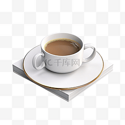 小圆形咖啡桌书咖啡杯 3d 渲染