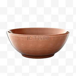 历史性图片_白色背景中突显的棕色粘土碗