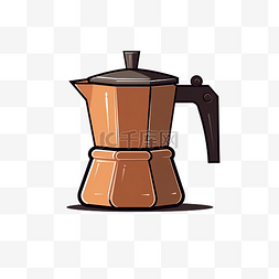 咖啡师手绘图片_摩卡壶插图