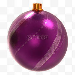 紫色立体球图片_圣诞节装饰球3d紫色