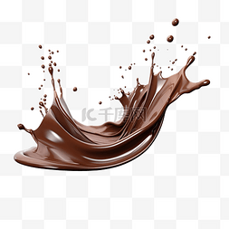 巧克力飞溅牛奶图片_巧克力隔离飞溅 3d 渲染图