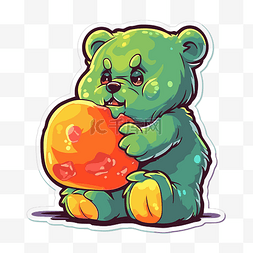 绿熊与一个大糖衣球贴纸剪贴画 