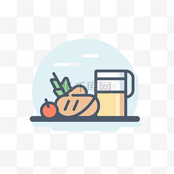 桌子简单图片_上面有食物的桌子的平面插图 向