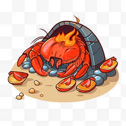 Clambake 剪贴画 一只橙色螃蟹坐在