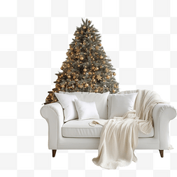 室内豪华家居客厅装饰圣诞树和礼