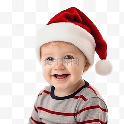 一个戴着圣诞老人帽子的美丽笑小