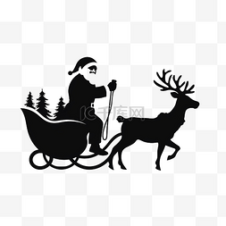 剪影的老人图片_圣诞老人在驯鹿雪橇上携带圣诞礼