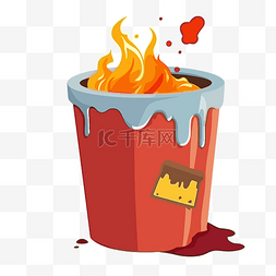 燃烧着的烟图片_垃圾箱剪贴画垃圾红色桶，里面有