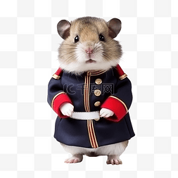 可爱的仓鼠穿着英国卫兵服装