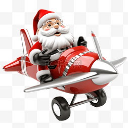 驾驶飞机图片_驾驶飞机的圣诞老人吉祥物 3D 人