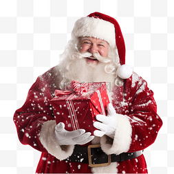 聚合物图片_圣诞老人在飘落的雪花下送来礼物