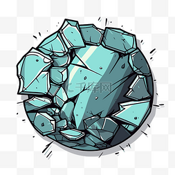 圆形剪贴画中破碎的岩石的插图 