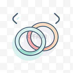 白色背景前的两个圆环图标 向量