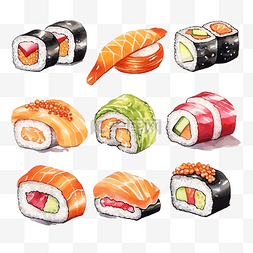 寿司食物图片_寿司水彩插图