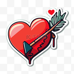 红心箭头图片_情人节贴纸，上面有一颗红心和一