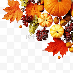 橙叶图片_感恩节概念与秋季水果和葫芦