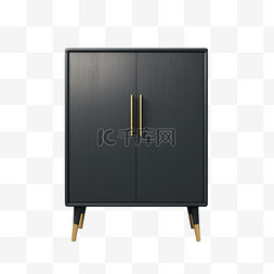 柜子装饰图片_几何黑色柜子元素立体免抠图案