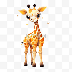 好奇图片_可爱的小长颈鹿美丽的图像生成ai