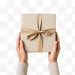 圣诞概念女手包裹手工环保礼品盒