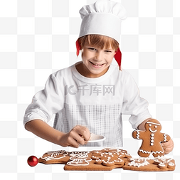 圣诞老人厨师图片_戴着圣诞老人帽子的男孩精心装饰