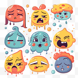 感情剪贴画不同的悲伤表情符号与