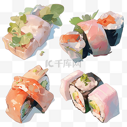 水彩寿司剪贴画
