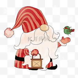 红手套图片_圣诞节侏儒卡通风格手持煤油灯可