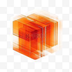 立方体标注图片_立方线条中的 3d 渐变橙色画笔描