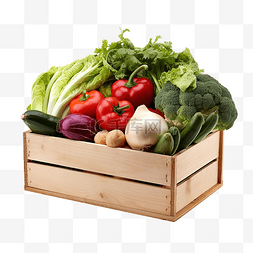 木箱中的各种新鲜有机蔬菜