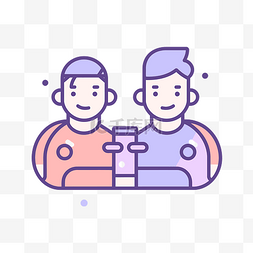 两个人用啤酒瓶交谈的扁线图标 