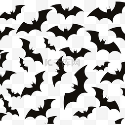 万圣节无缝图案与蝙蝠剪影卡通风
