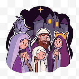 耶稣传教图片_卡通耶稣诞生场景图 向量